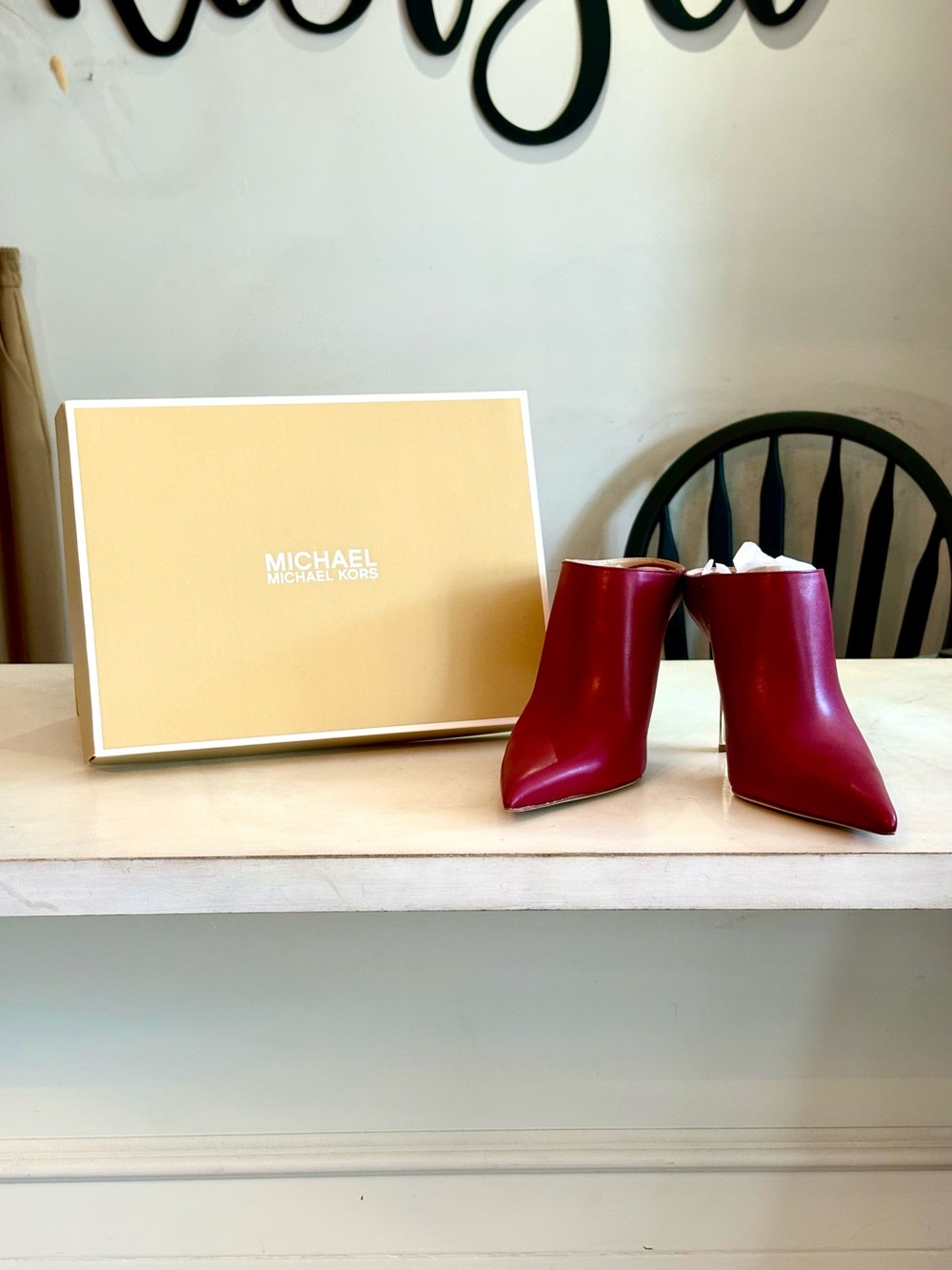 Michael Kors Burgundy Pointed-Toe Leather Mules